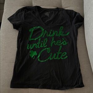 Charcoal T-Shirt with Green Graphic Text
